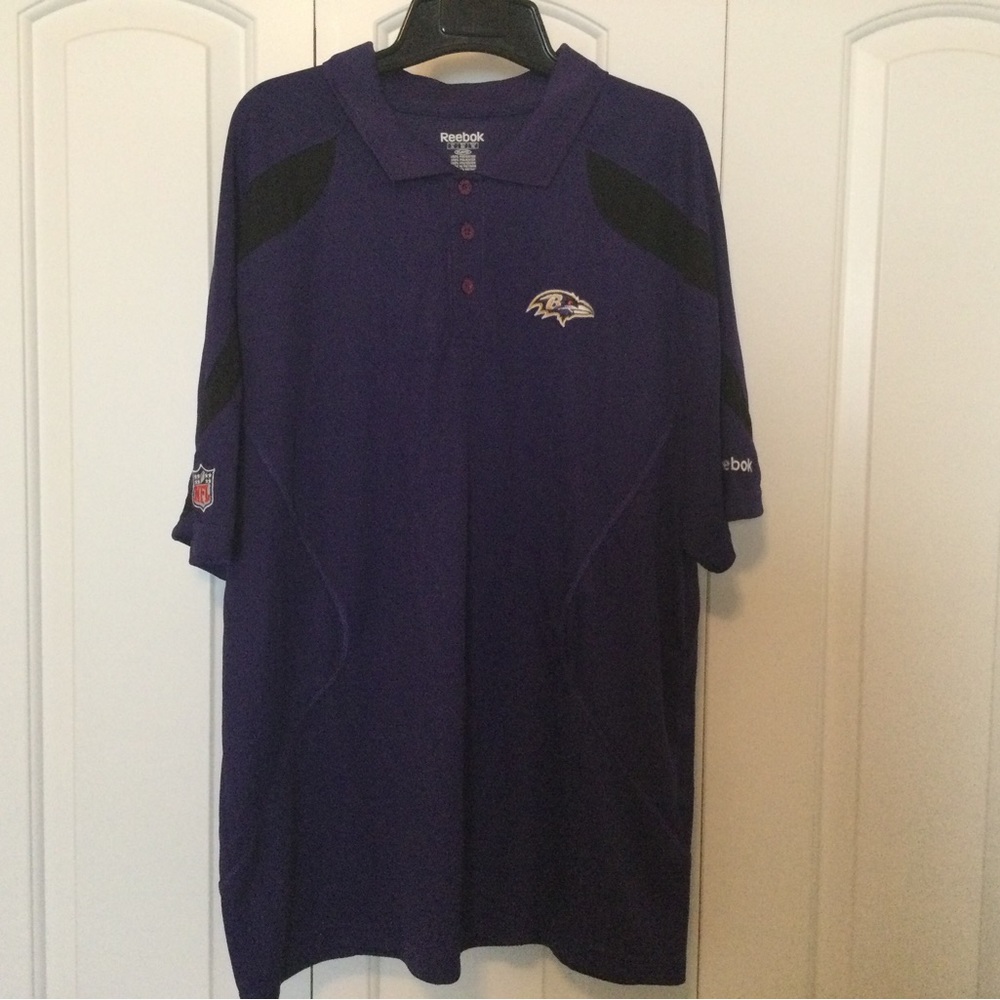 Purple/black trim Baltimore Ravens polo/golf shirt Sz X-Large